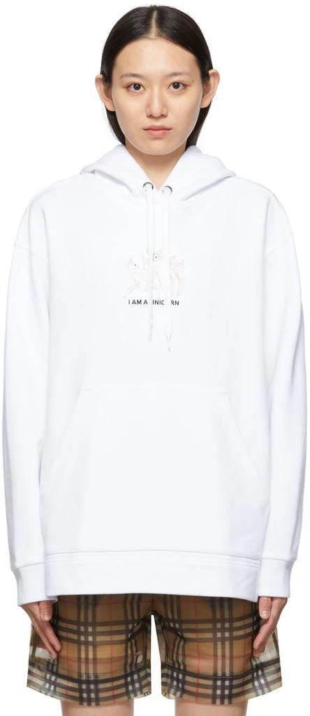 商品Burberry|White Embroidered Deer Aurore Hoodie,价格¥6099,第1张图片