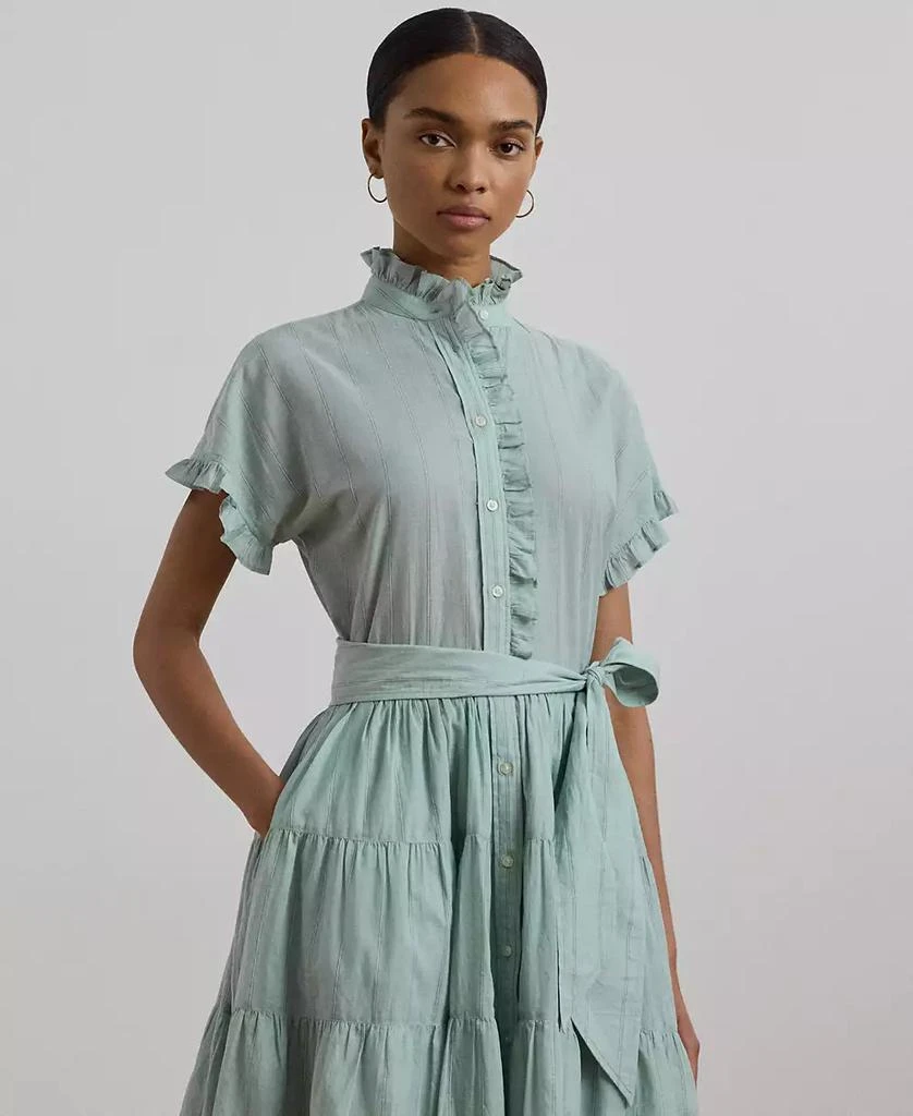 商品Ralph Lauren|Women's Striped Ruffle-Trim Voile Shirtdress,价格¥735,第3张图片详细描述