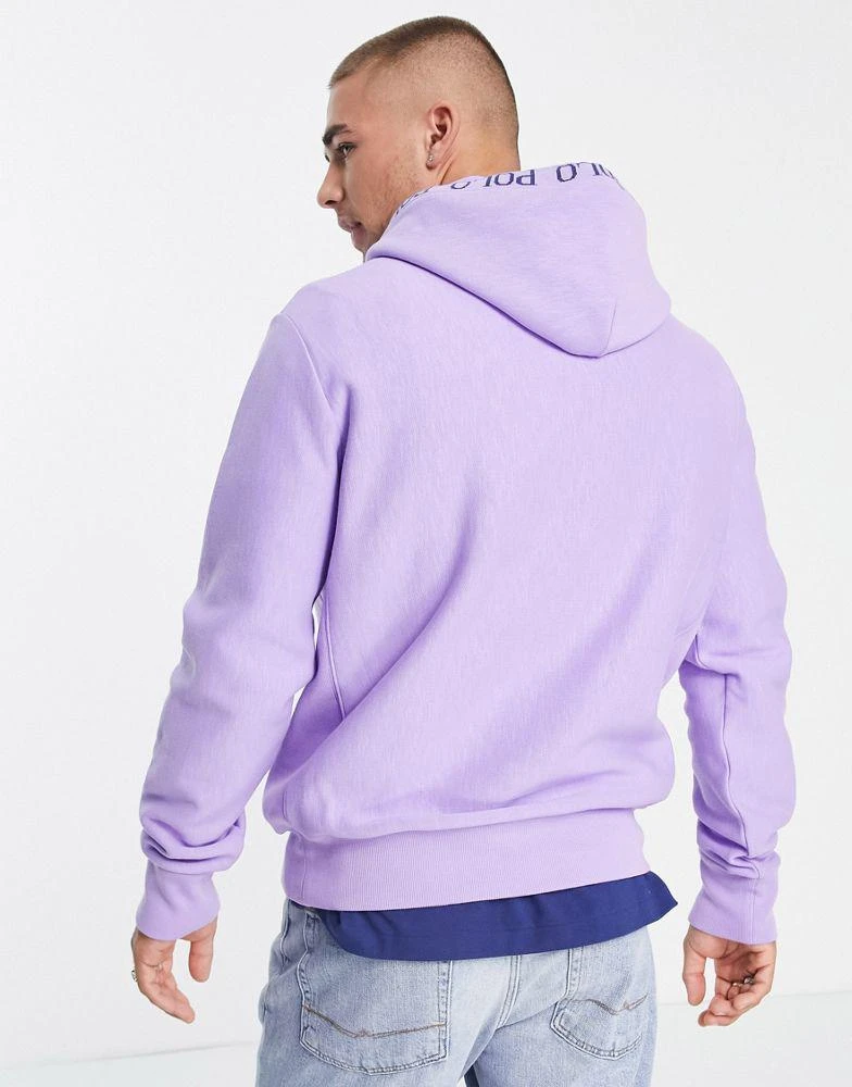 商品Ralph Lauren|Polo Ralph Lauren x ASOS exclusive collab hoodie with chest circle logo and hood logo taping in purple,价格¥1035,第3张图片详细描述