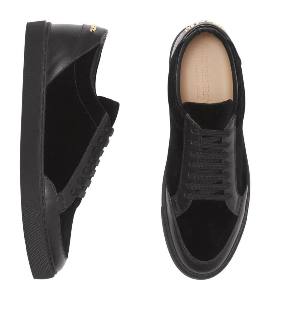 商品Burberry|Leather Velvet-Panel Sneakers,价格¥3798,第3张图片详细描述