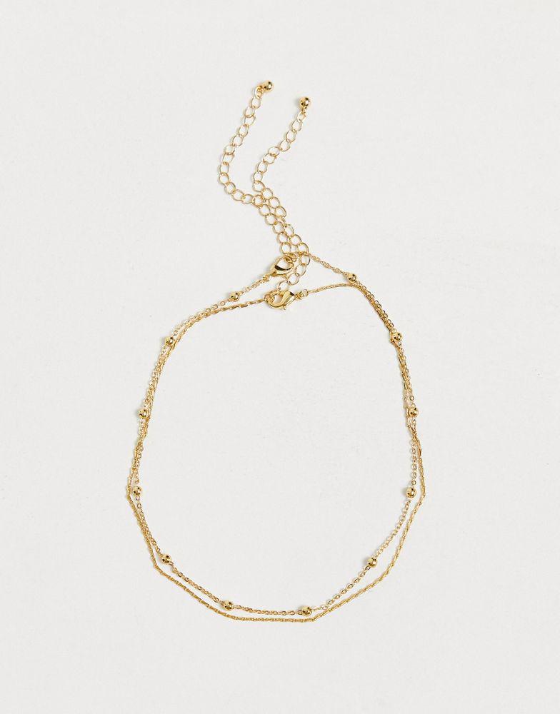 ASOS DESIGN Curve 14k gold plated pack of 2 choker necklaces商品第4张图片规格展示
