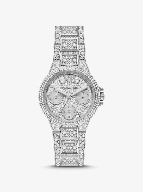 商品Michael Kors|Mini Camille Pavé Silver-Tone Watch,价格¥1988,第1张图片