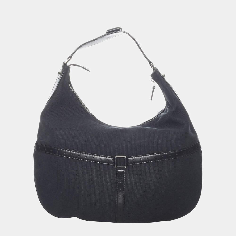 商品[二手商品] Gucci|Gucci Black Reins Canvas Hobo Bag,价格¥4269,第5张图片详细描述