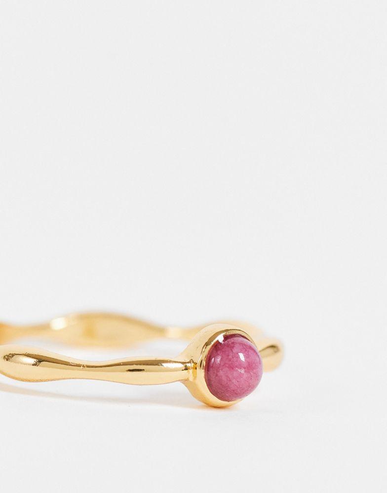 ASOS DESIGN 14k gold plated ring with garnet style birthstone商品第4张图片规格展示