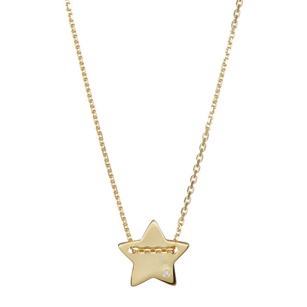 Adornia Star Pendant Necklace with Pave Diamond Yellow Gold Vermeil .925 Sterling Silver商品第1张图片规格展示