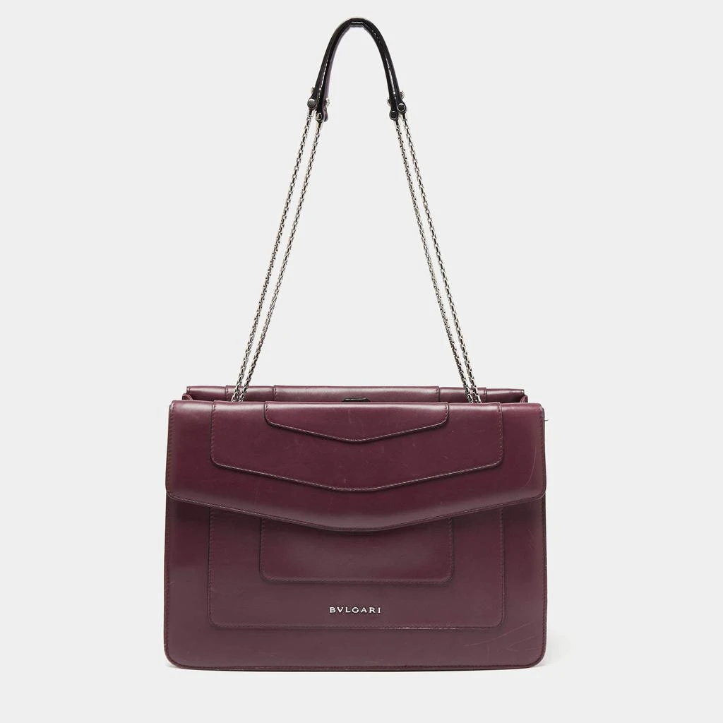 商品[二手商品] BVLGARI|Bvlgari Plum Leather Large Serpenti Forever Flap Tote,价格¥3551,第4张图片详细描述