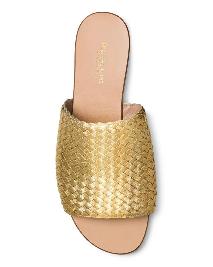 商品Michael Kors|Byrne Metallic Leather Woven Slide Sandals,价格¥1773,第3张图片详细描述