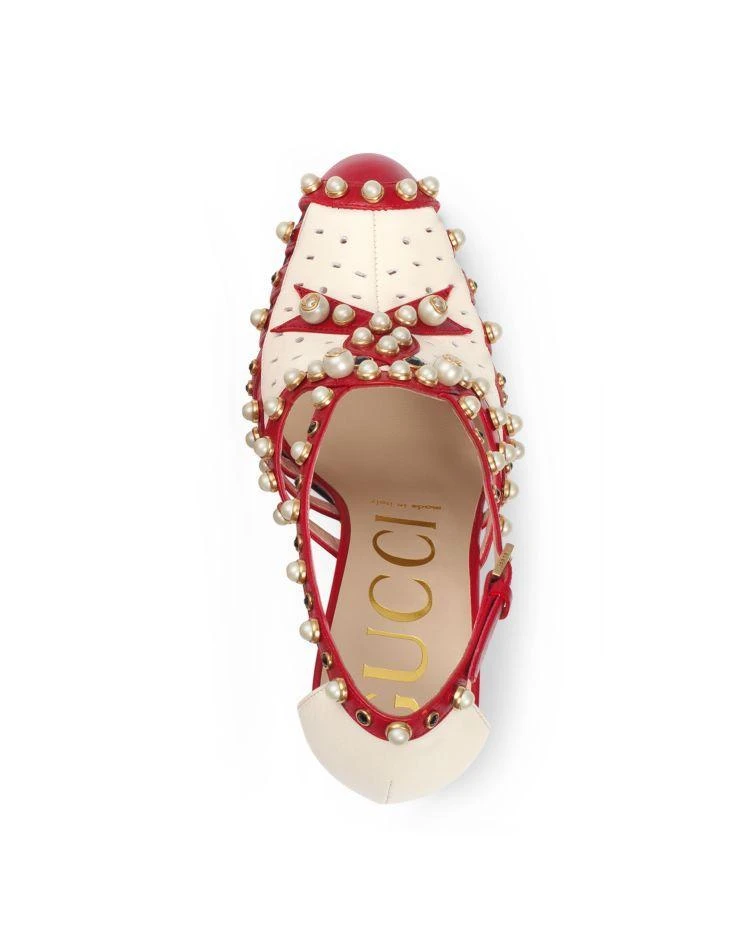 商品Gucci|Tracy Embellished Ankle Strap Pumps ,价格¥17909,第3张图片详细描述