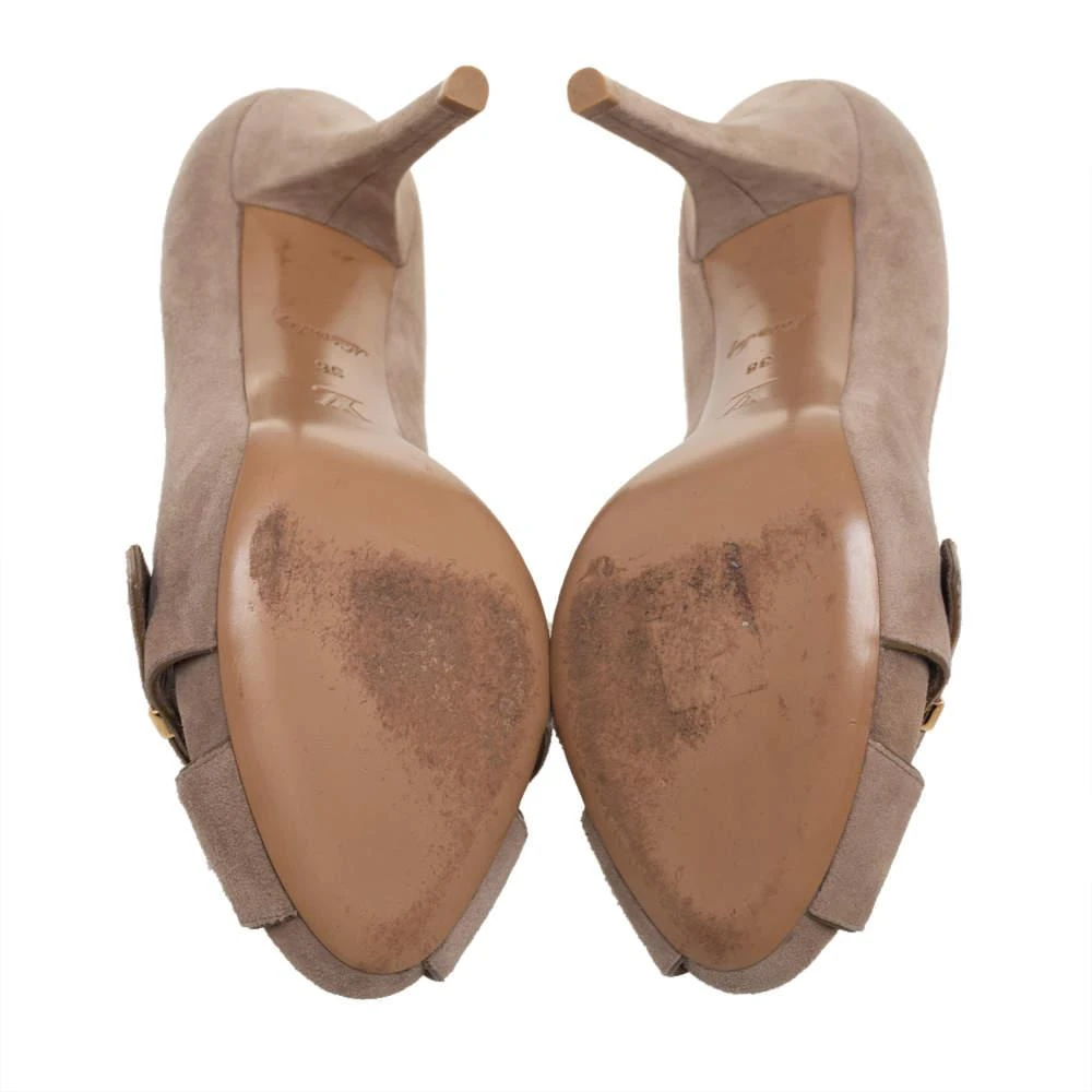 Louis Vuitton Dark Beige Suede Criss Cross Peep Toe Platform Pumps Size 38 商品