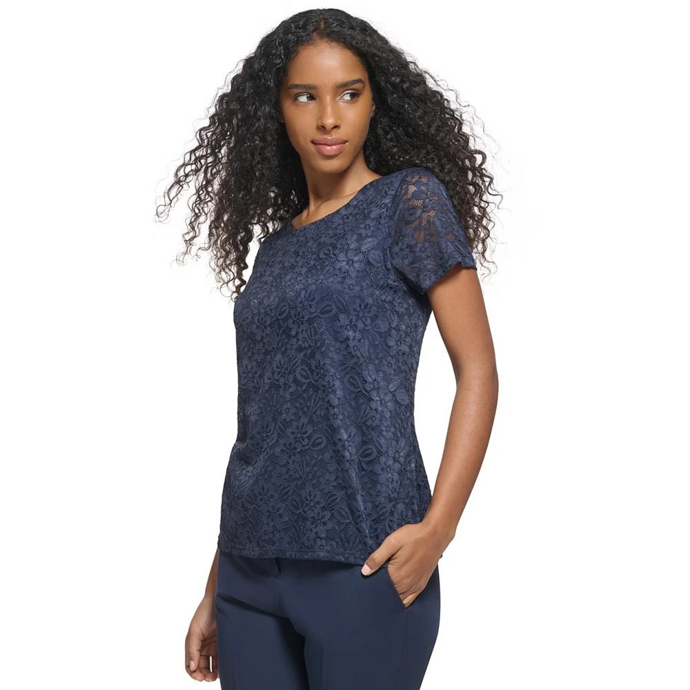 商品Tommy Hilfiger|Women’s Short-Sleeve Lace Top,价格¥209,第3张图片详细描述