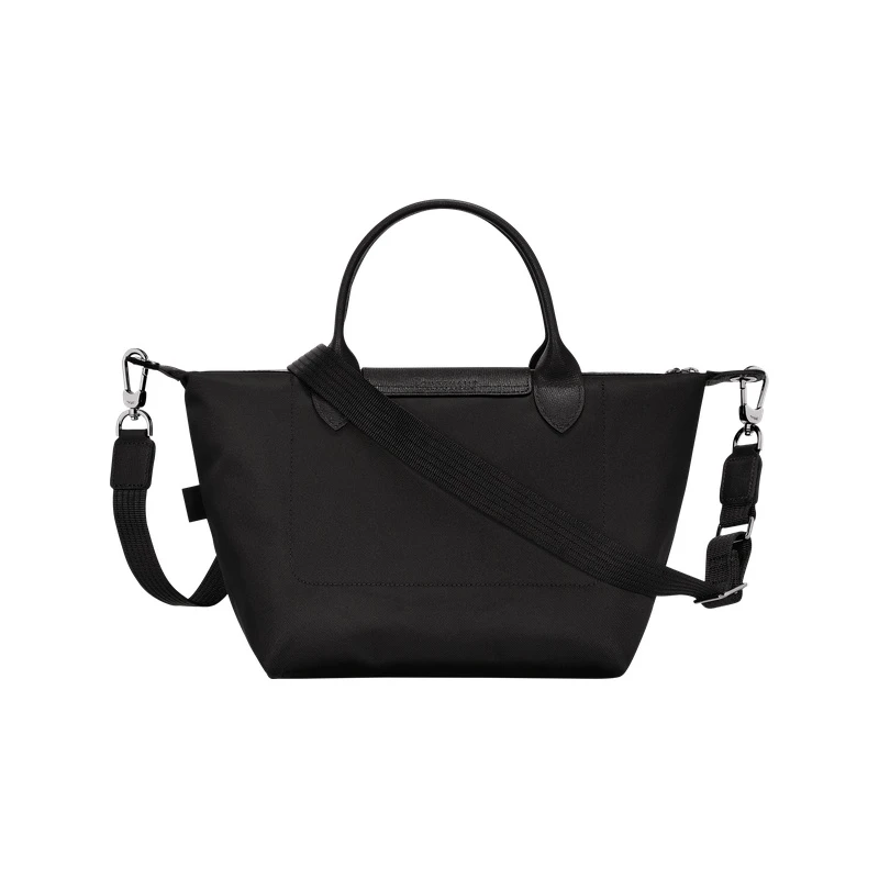 【现货速发】LONGCHAMP/珑骧 女士黑色帆布银色五金按扣拉链开合可调节肩带可斜挎小号手提包 商品