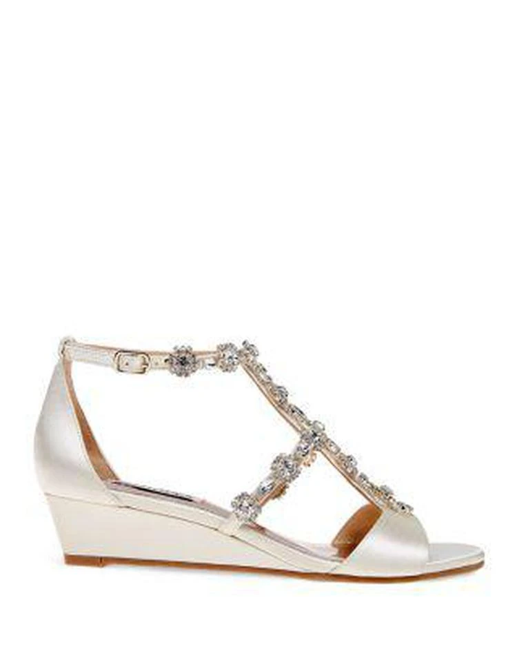 商品Badgley Mischka|Terry Embellished T Strap Wedge Sandals ,价格¥733,第2张图片详细描述
