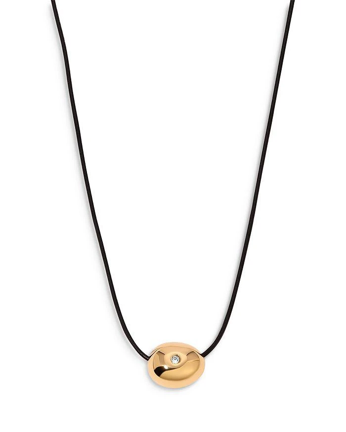 商品Ettika Jewelry|Pavé Polished Pebble Leather Pendant Necklace in 18K Gold Plated, 16"-17",价格¥374,第1张图片