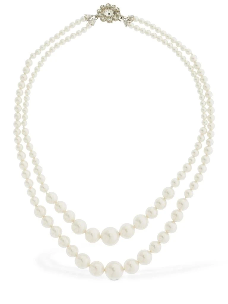 商品Alessandra Rich|Double Imitation Pearl Necklace W/flower,价格¥2988,第1张图片