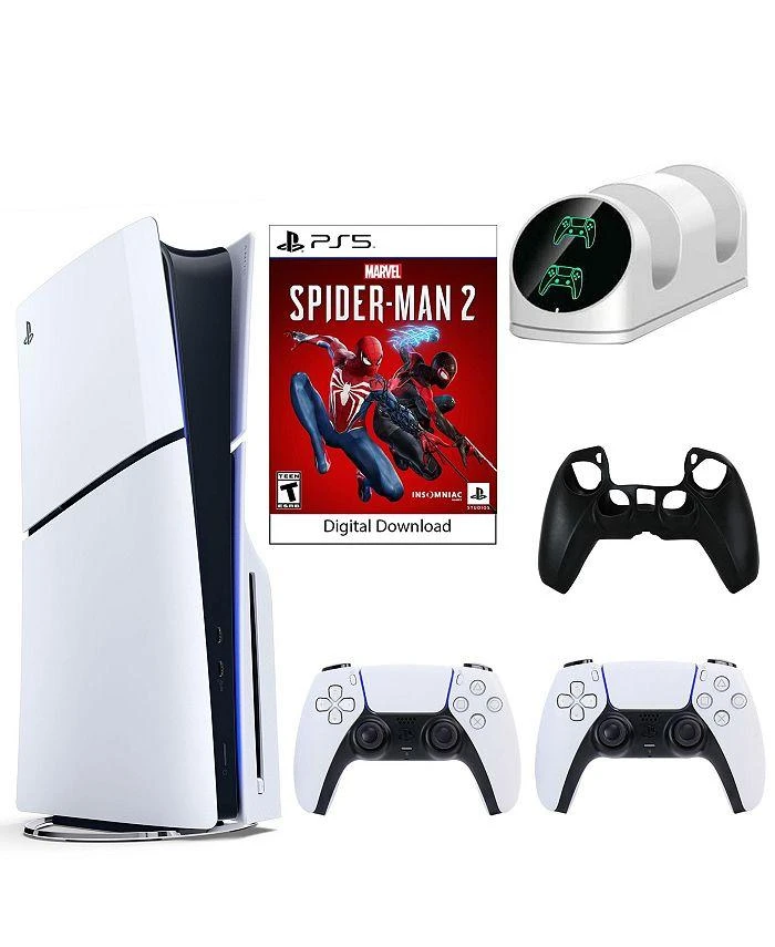 商品SONY|PS5 SpiderMan 2 Console with Extra White Dualsense Controller, Dual Charging Dock and Silicone Sleeve,价格¥6020,第1张图片