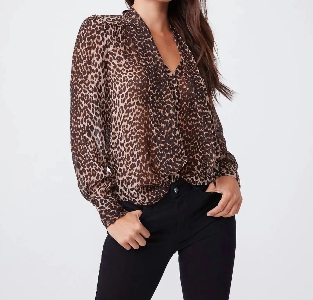 商品Paige|Cleobelle Top In Natural Leopard Print,价格¥1269,第1张图片