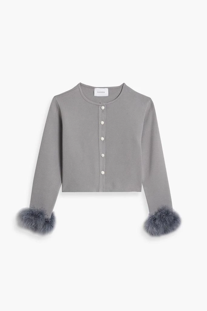 商品Sleeper|Convertible cropped feather-trimmed knitted cardigan,价格¥1100,第1张图片