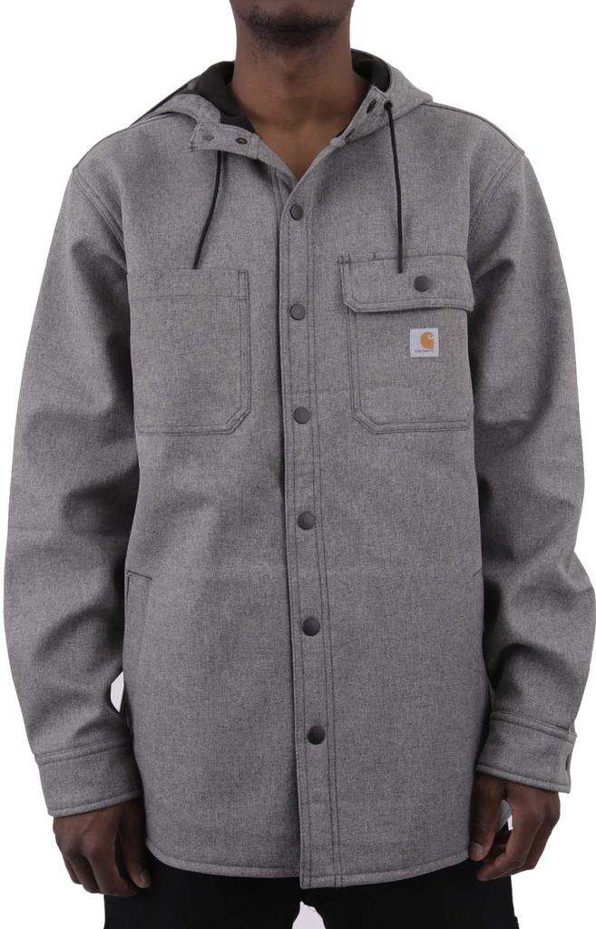(105022) Rain Defender Relaxed Fit HW Hooded Shirt Jacket - Black Heather商品第1张图片规格展示
