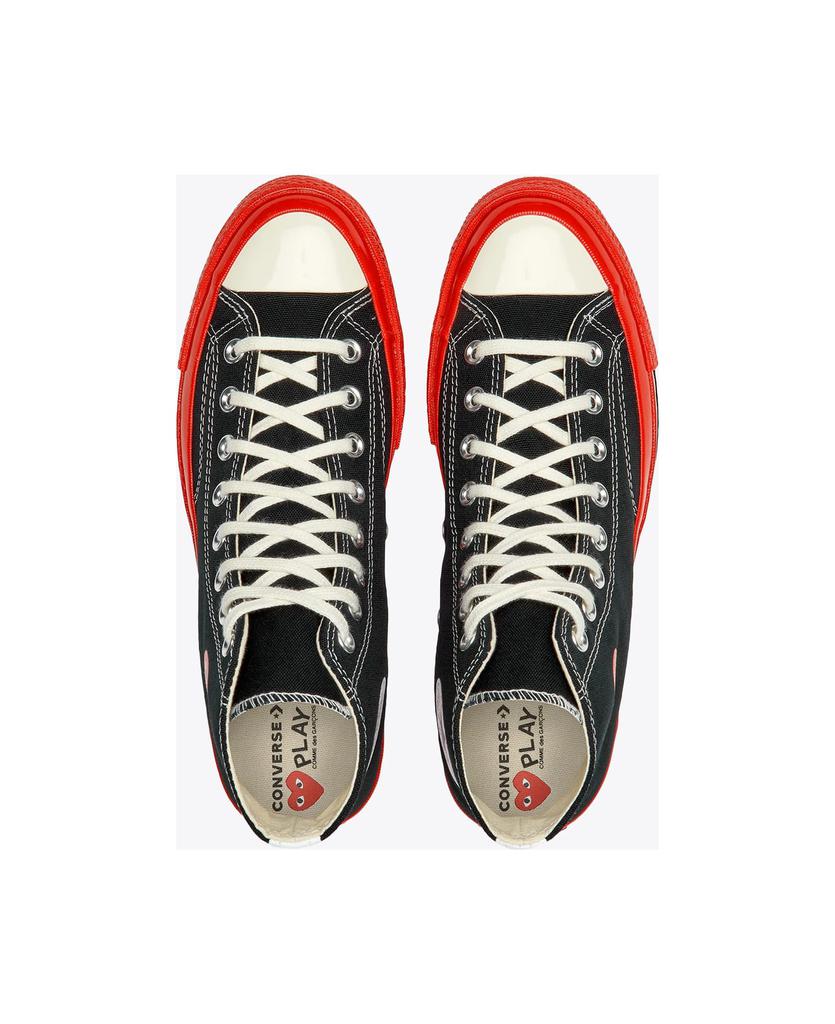 Ct70 Hi Top Red Sole Black and red canvas high sneakers Cdg Play x Converse商品第3张图片规格展示