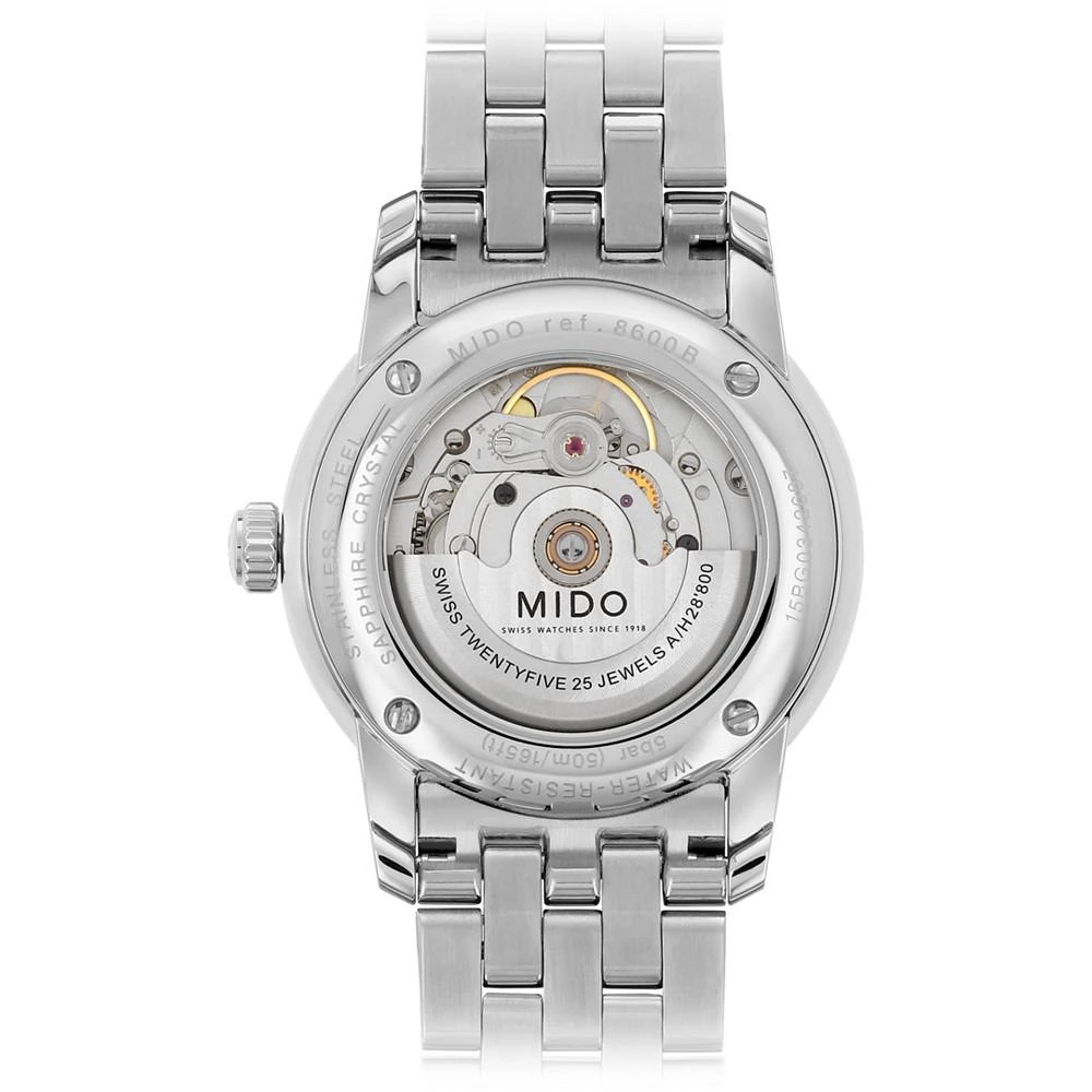 商品MIDO|Men's Swiss Automatic Baroncelli Stainless Steel Bracelet Watch 38mm,价格¥6810,第4张图片详细描述