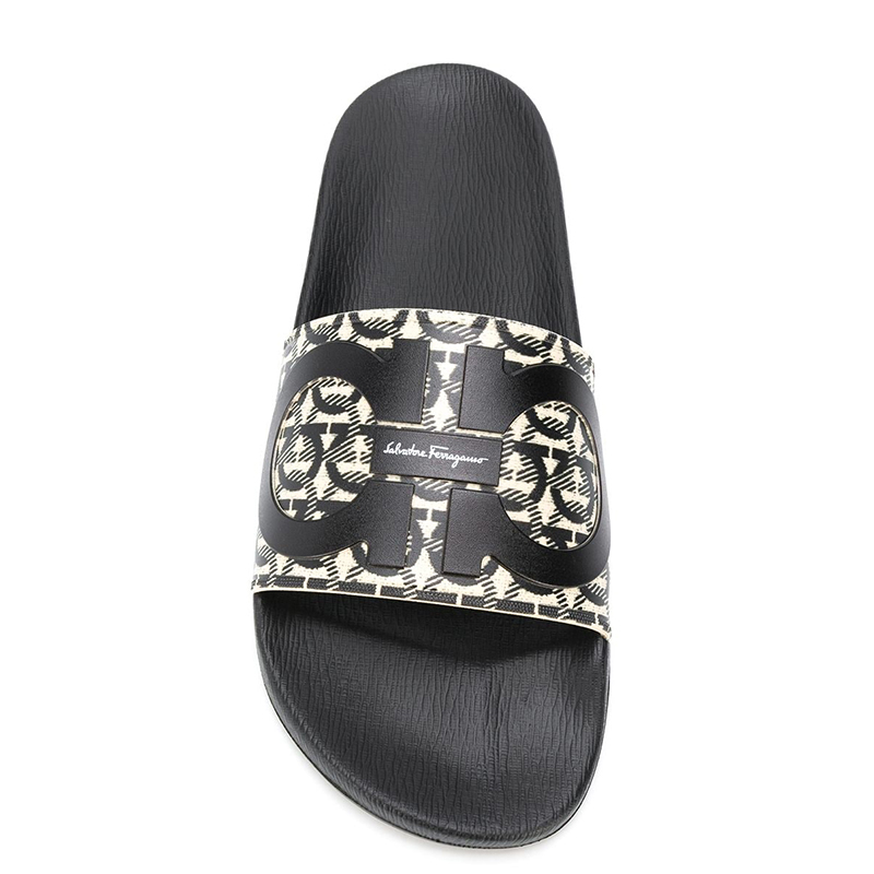SALVATORE FERRAGAMO 菲拉格慕 男士黑色橡胶包脚拖鞋 02-C308-729248商品第4张图片规格展示