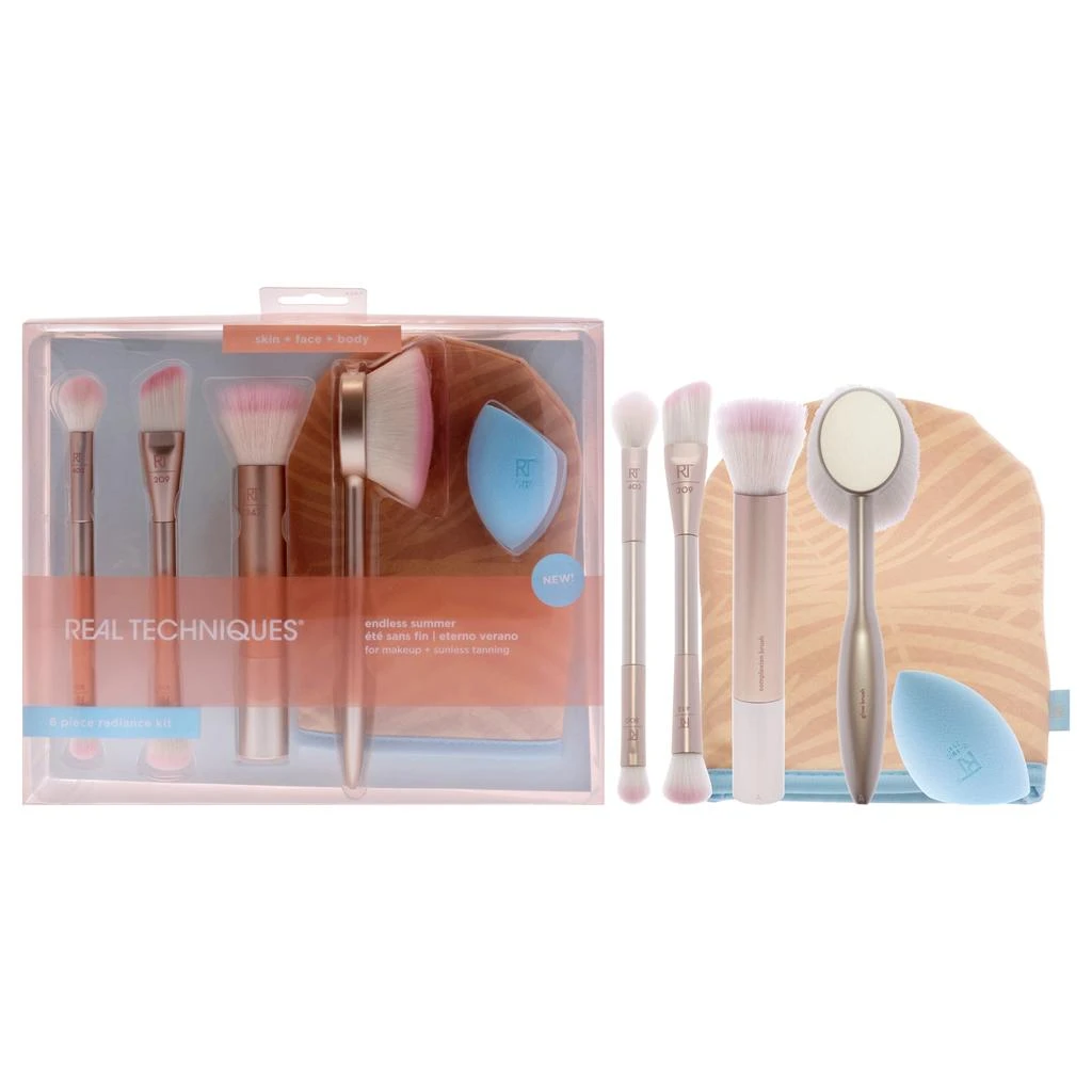 商品Real Techniques|Endless Summer Makeup Brush Set by  for Women - 8 Pc Foundation Brush - 209, Highlighter Brush - 413, Setting Brush - 402, Deluxe Crease Brush - 300, Glow Brush - 248, Complexion Brush - 247, Sunless Tanning Mitt,价格¥332,第1张图片