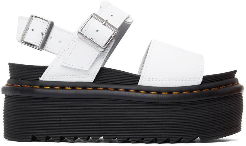 White Voss Quad Strap Platform Sandals商品第1张图片规格展示