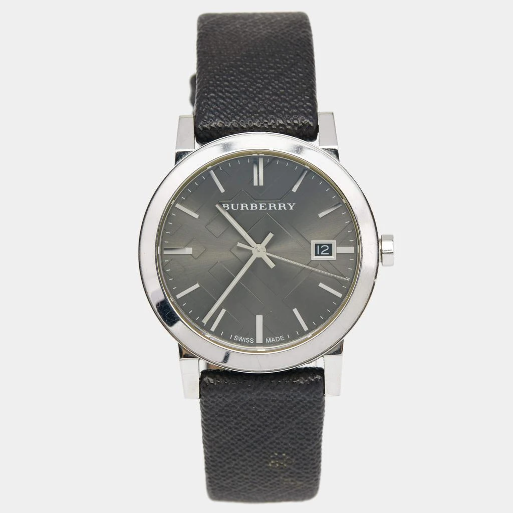 商品[二手商品] Burberry|Burberry Grey Stainless Steel Leather Heritage BU9024 Men's Wristwatch 38 mm,价格¥1287,第1张图片