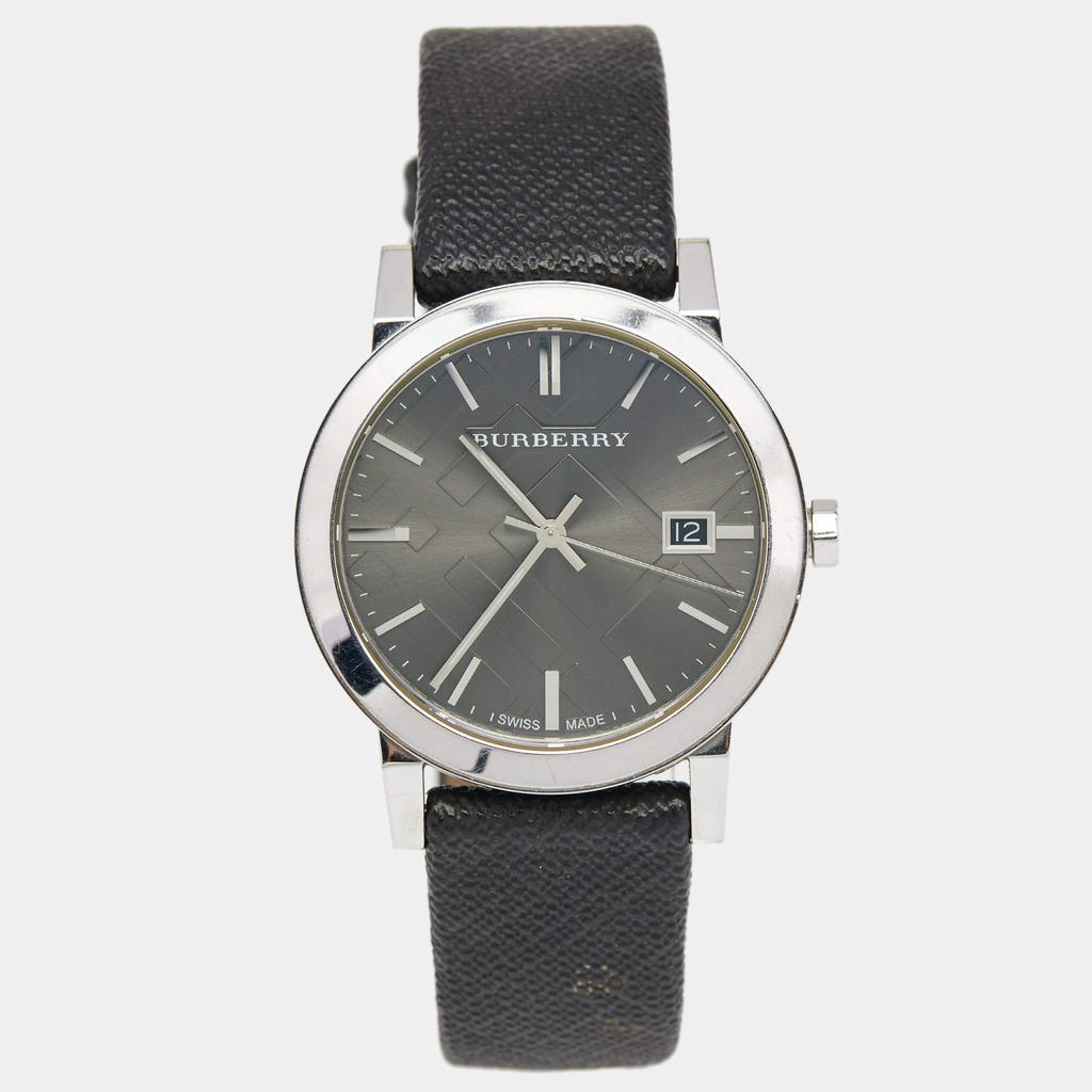 商品[二手商品] Burberry|Burberry Grey Stainless Steel Leather Heritage BU9024 Men's Wristwatch 38 mm,价格¥1608,第1张图片