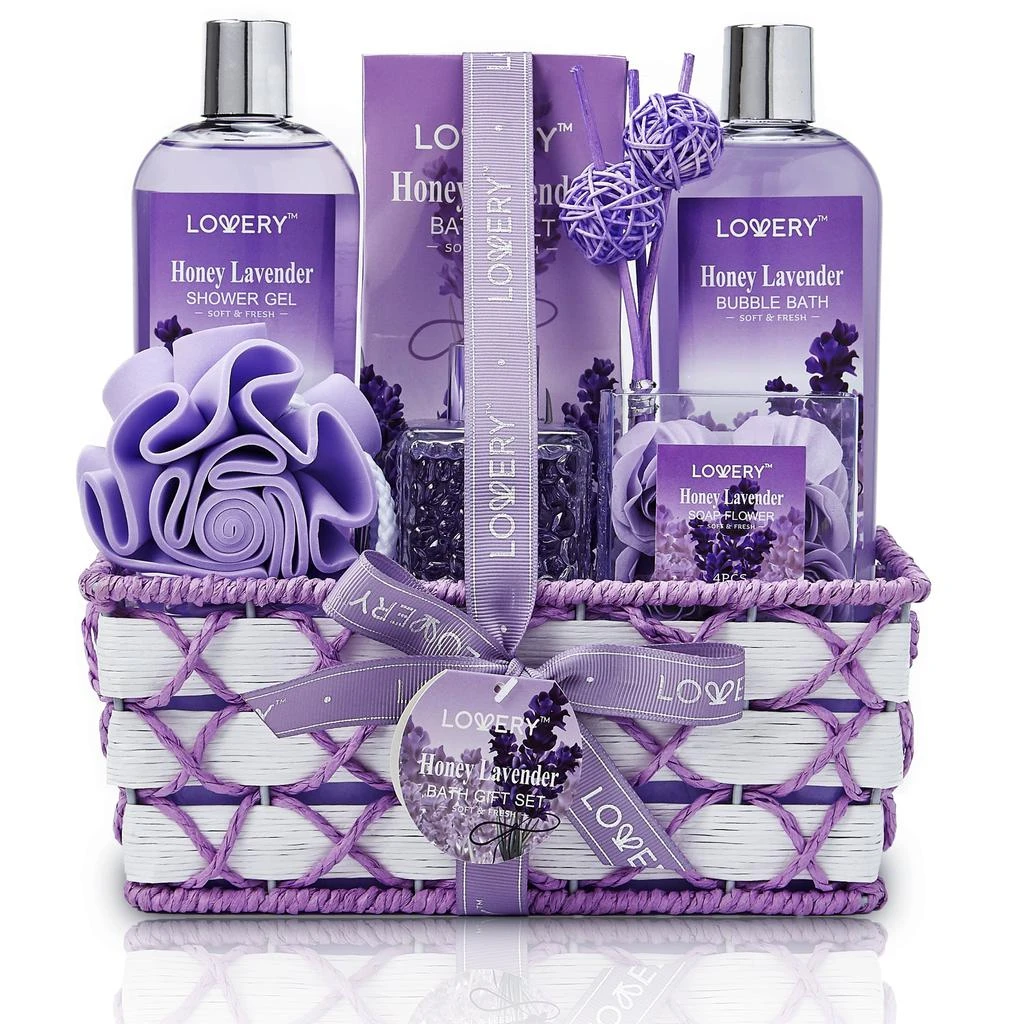 商品Lovery|Honey Lavender Home Spa Basket 13-Piece Set,价格¥303,第1张图片