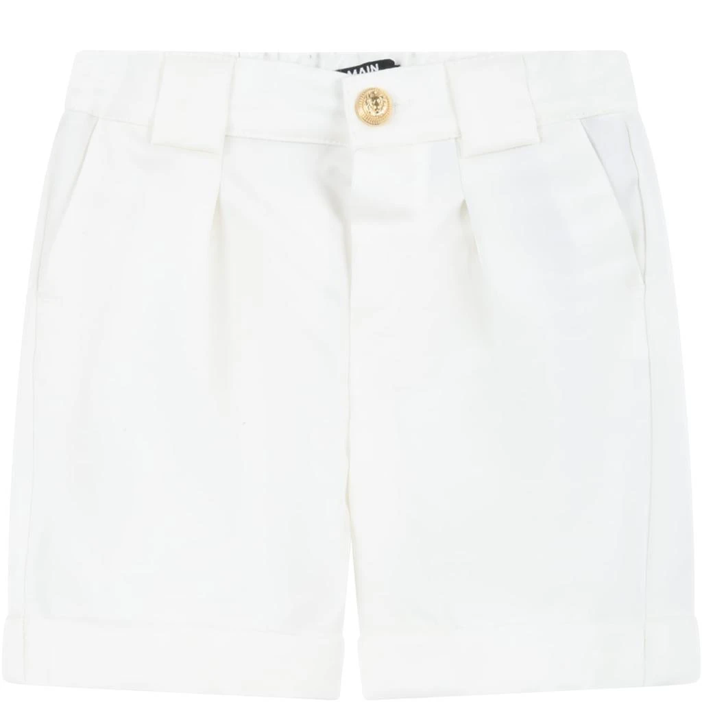 商品Balmain|Ivory Shorts For Baby Boy With Logo Patch,价格¥1514,第1张图片