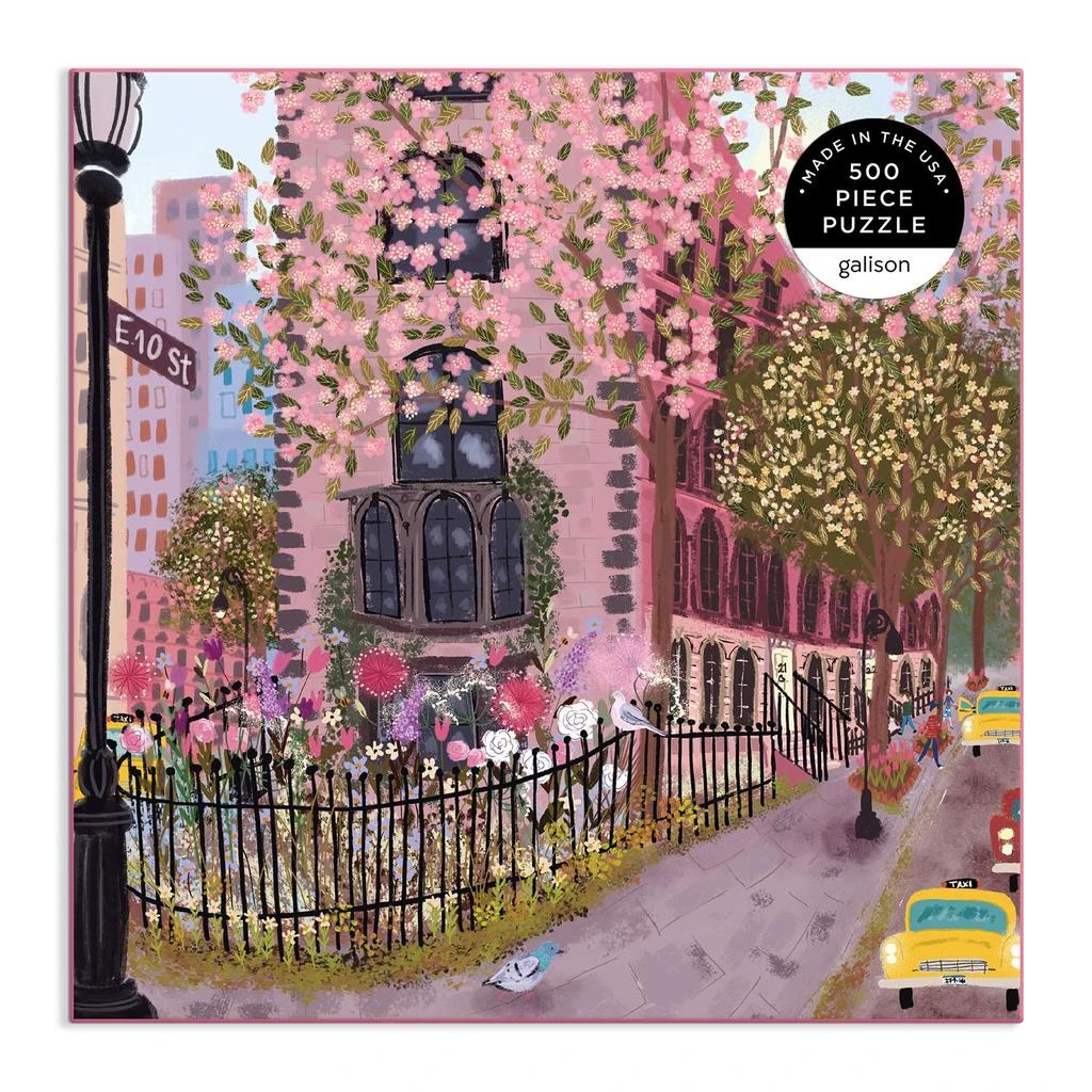 Galison Blooming Streets 500 Piece Puzzle from Galison - Beautifully Illustrated Jigsaw Puzzle of a Local NYC Street, Fun & Challenging, Unique Gift Idea 商品