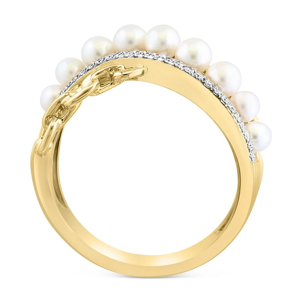 商品Effy|EFFY® Cultured Freshwater Pearl (3mm) & Diamond (1/6 ct.t.w.) Crossover Ring in 14k Gold,价格¥17859,第5张图片详细描述