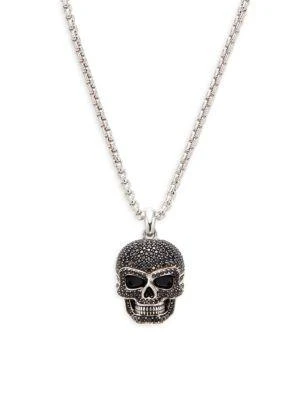 商品Effy|​Sterling Silver & Black Spinel Skull Pendant Necklace,价格¥2047,第1张图片