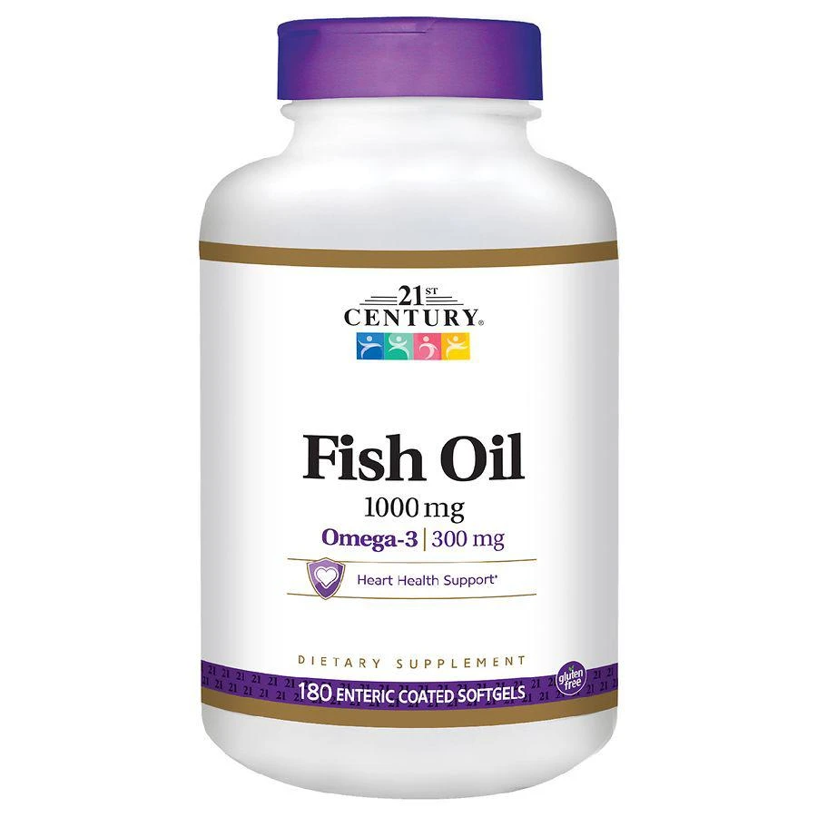 商品21st Century|Enteric Coated Fish Oil 1000mg, Reflux Free,价格¥49,第1张图片