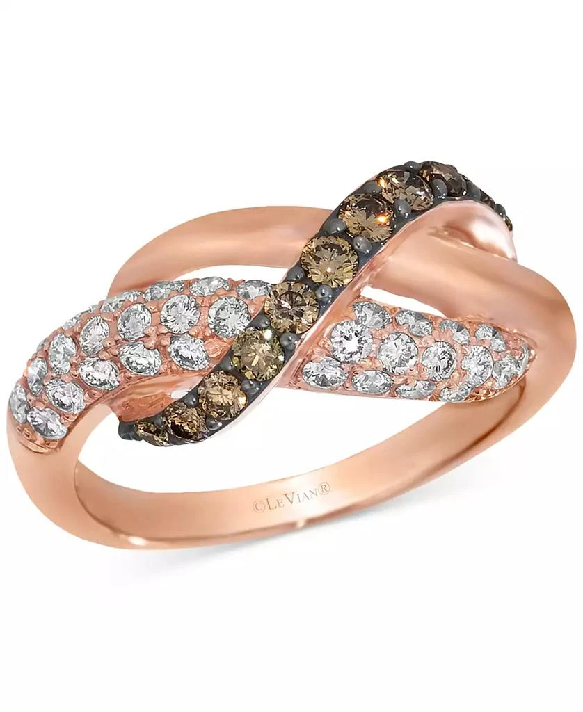 商品Le Vian|Chocolatier® Chocolate Diamond® & Vanilla Diamond® Crossover Ring (7/8 ct. t.w.) in 14k Rose Gold,价格¥8676,第1张图片