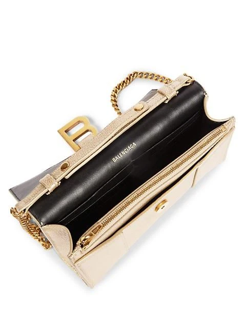 商品Balenciaga|Hourglass Metallic Leather Wallet-On-Chain,价格¥4479,第3张图片详细描述