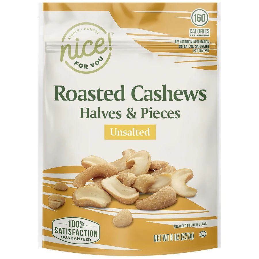 商品Nice!|Roasted Cashew Halves & Pieces Unsalted,价格¥43,第1张图片