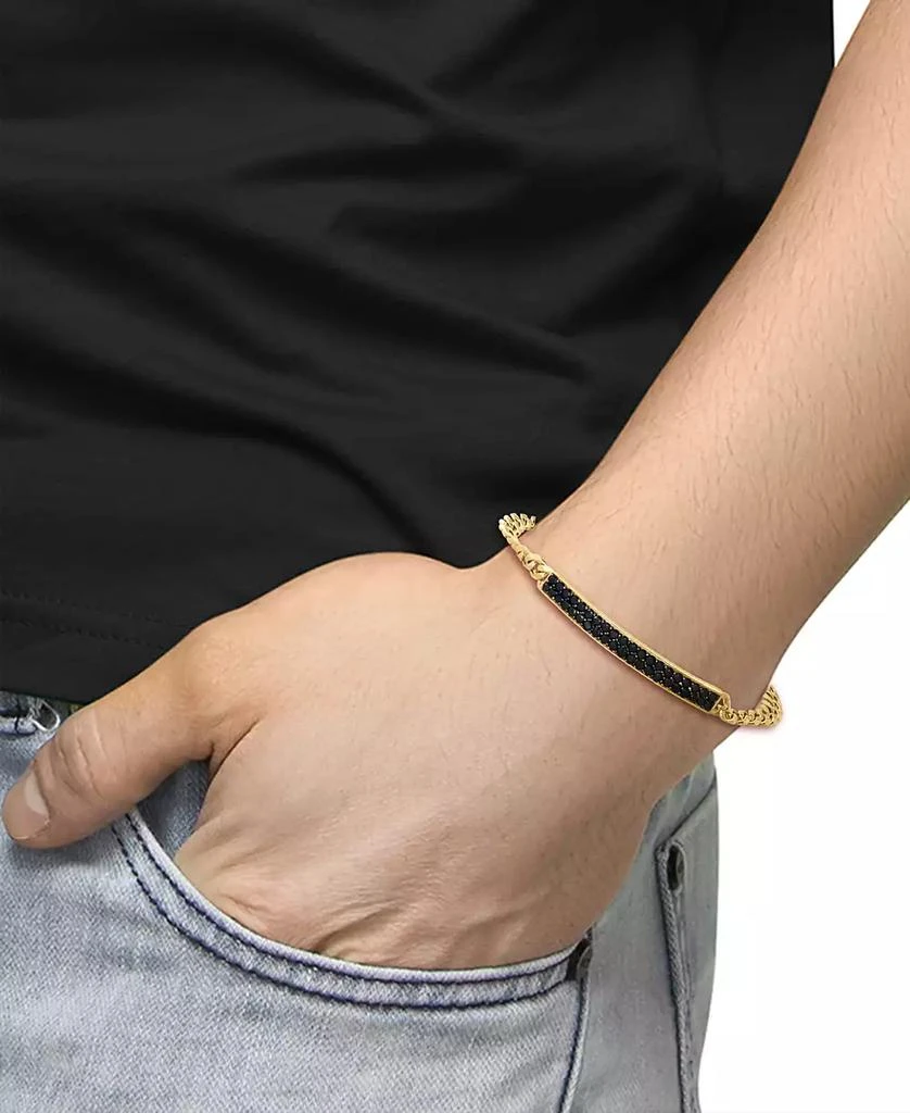商品Effy|EFFY® Men's Black Spinel Cluster Plate Link Bracelet (2-3/8 ct. t.w.) in 14k Gold-Plated Sterling Silver,价格¥2591,第2张图片详细描述