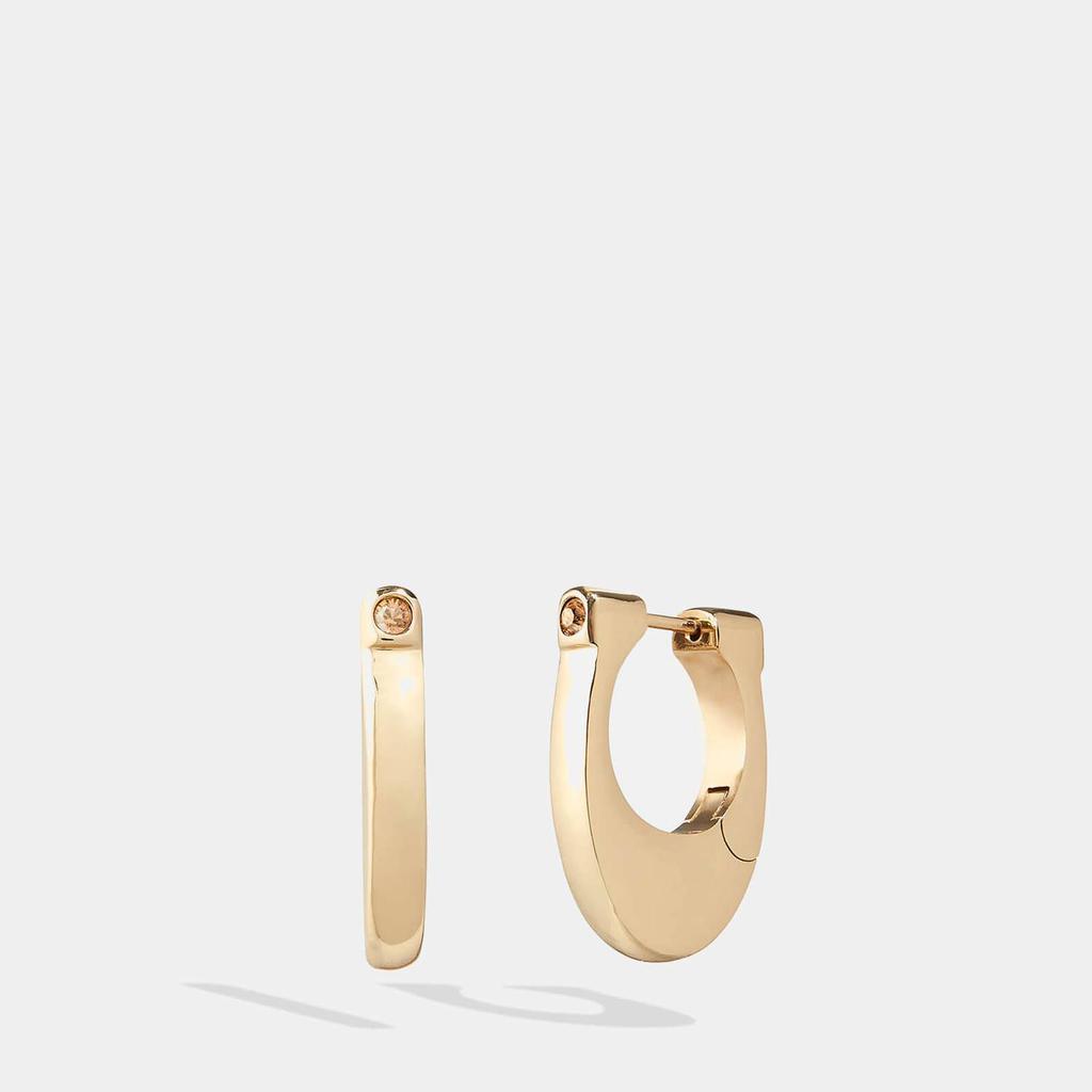 商品The Hut|Coach Chunky C Gold-Tone and Crystal Hoop Earrings,价格¥863,第1张图片