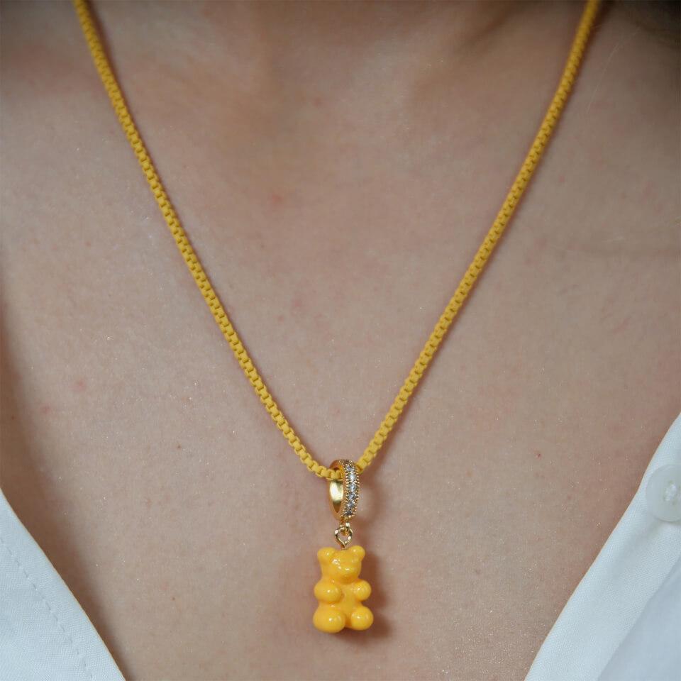 Crystal Haze Women's Pave Nostalgia Bear Pendant - New York Taxi Yellow商品第2张图片规格展示