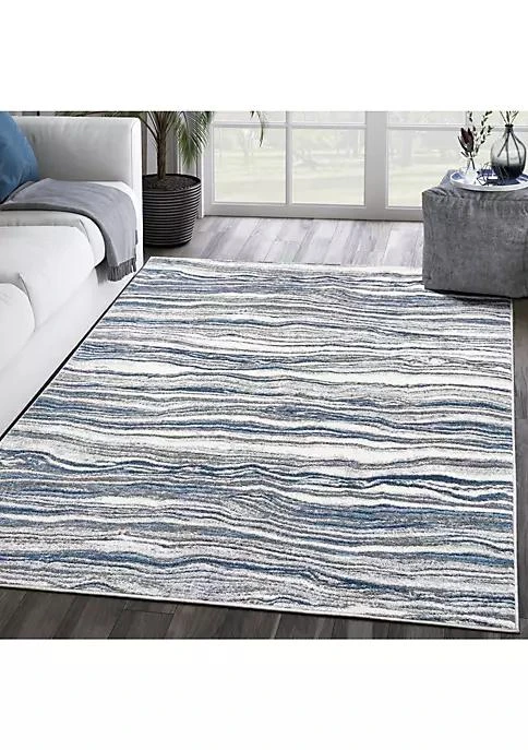 商品Abani Rugs|Rugs Mist Mis150a Lined Blue Grey Modern Area Rug 79 X 102,价格¥1466,第1张图片