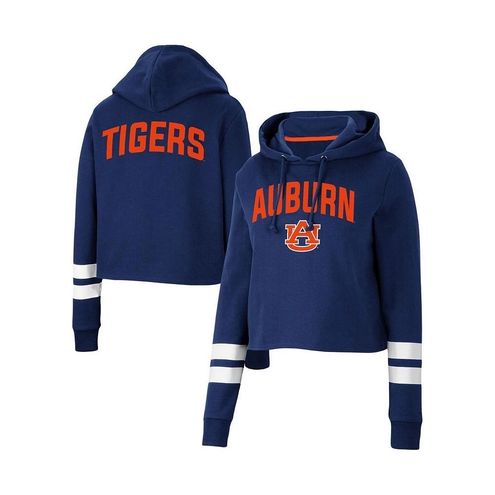 商品Colosseum|Women's Navy Auburn Tigers Throwback Stripe Cropped Pullover Hoodie,价格¥307,第1张图片