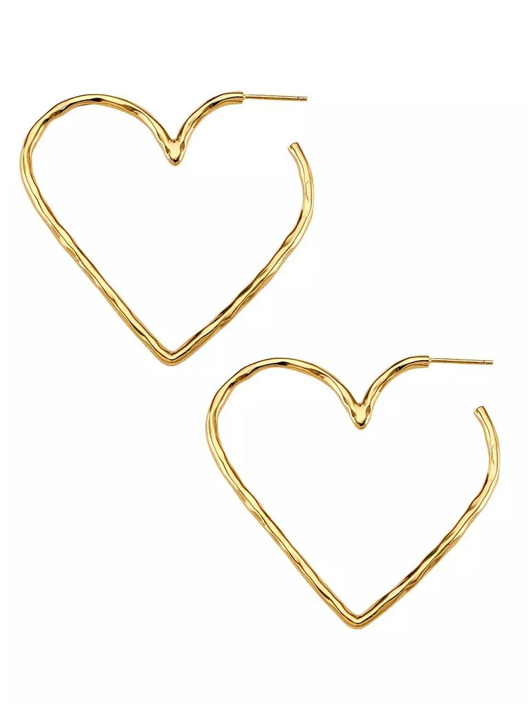 商品NEST Jewelry|22K Gold-Plated Brushed Gold Skinny Heart Hoops,价格¥711,第1张图片