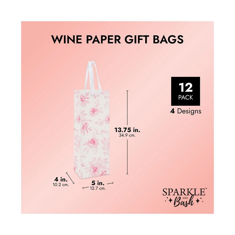 商品Sparkle and Bash|Champagne Wine Bottle Gift Bags for Bridal Shower and Weddings, 4 Designs (12 Pack),价格¥157,第3张图片详细描述