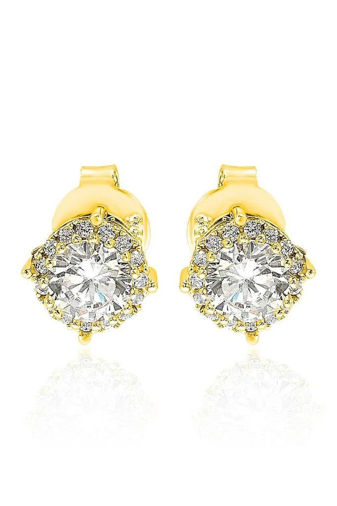 商品Suzy Levian|Gold Sterling Silver Cubic Zirconia Stud Earrings,价格¥804,第1张图片