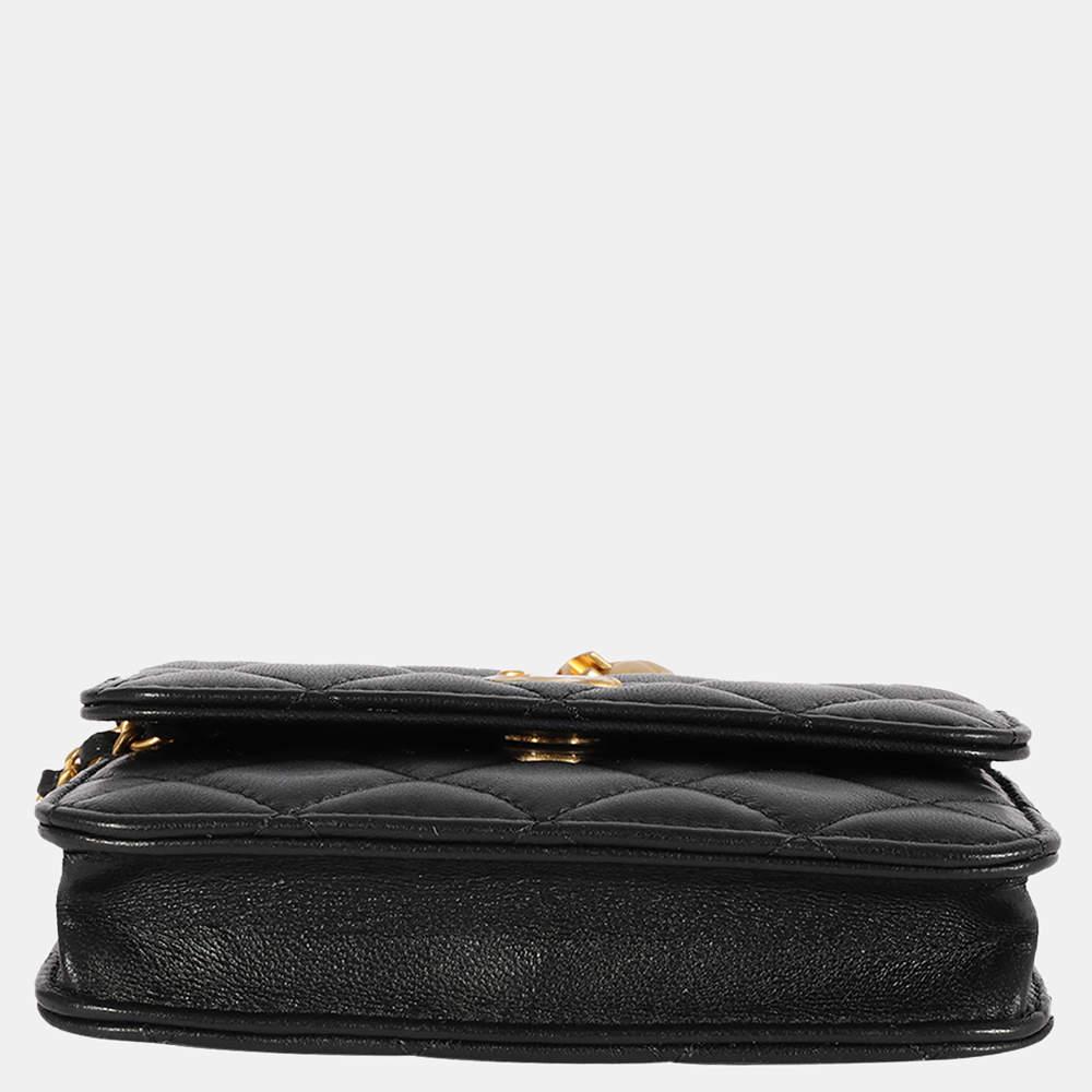 Chanel Black Quilted Lambskin Pearl Crush Clutch With Chain商品第4张图片规格展示