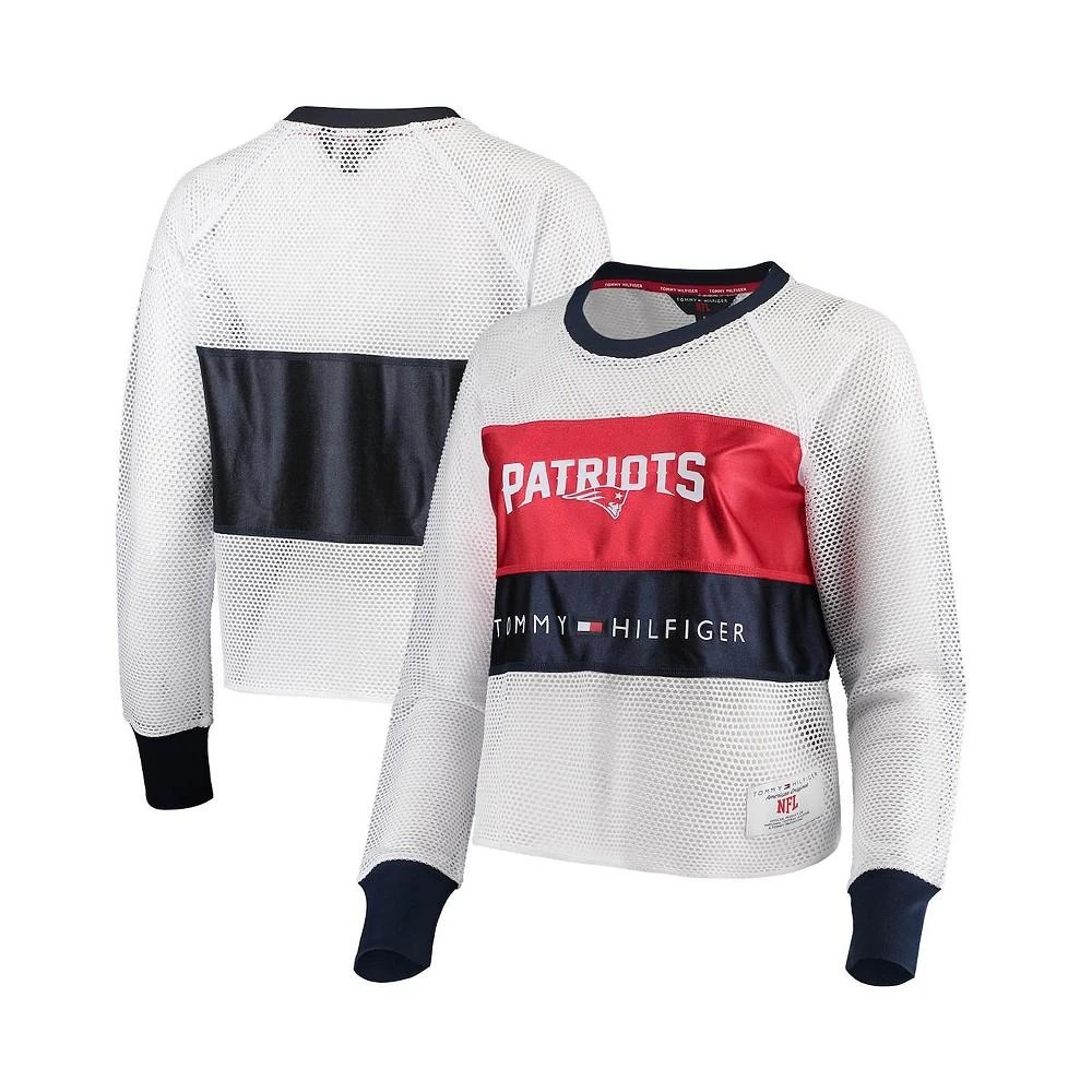 商品Tommy Hilfiger|Women's White and Red New England Patriots Mesh Raglan Long Sleeve T-shirt,价格¥339,第1张图片