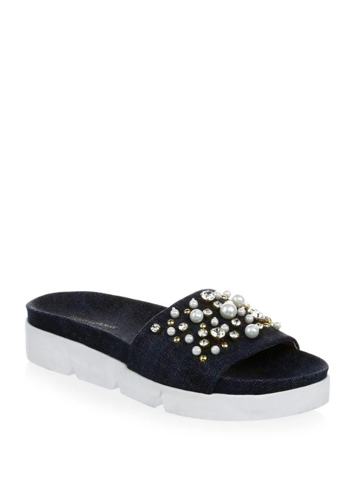 商品Stuart Weitzman|Embellished 丝绸拖鞋,价格¥1195,第1张图片