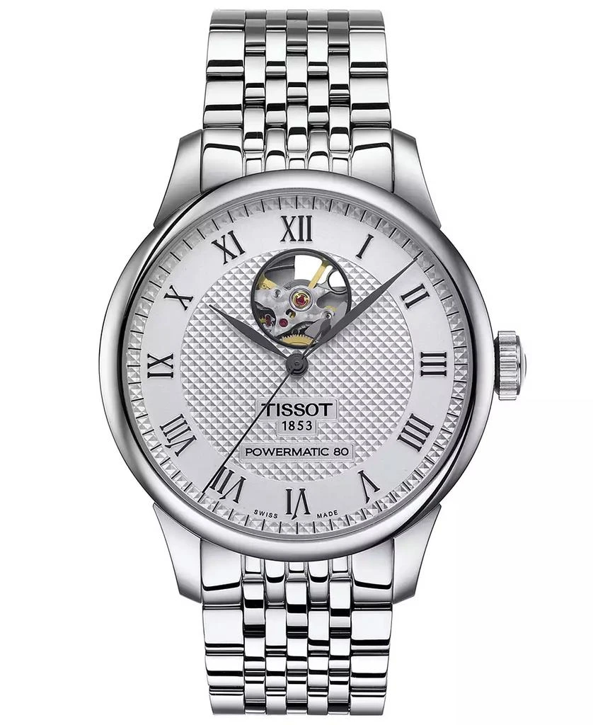 商品Tissot|Men's Swiss Automatic Le Locle Powermatic 80 Open Heart Stainless Steel Bracelet Watch 39mm,价格¥6340,第1张图片